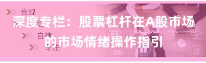 深度专栏：股票杠杆在A股市场的市场情绪操作指引